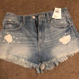 High waisted denim shorts